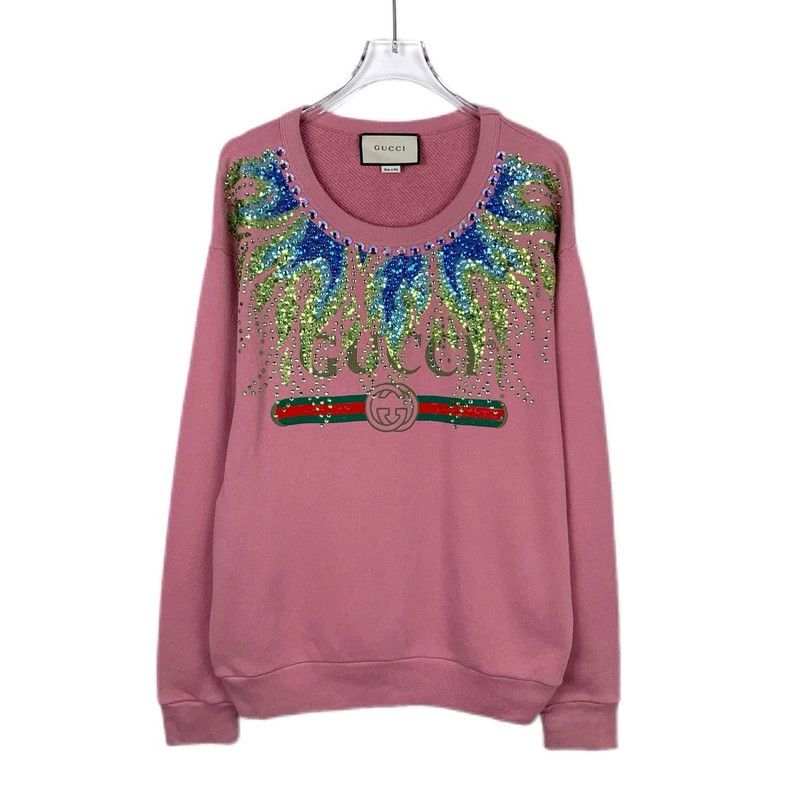 Gucci Gucci Logo printed hot diamond pattern round neck pink cott Size US XXS / EU 40 - 1 Thumbnail