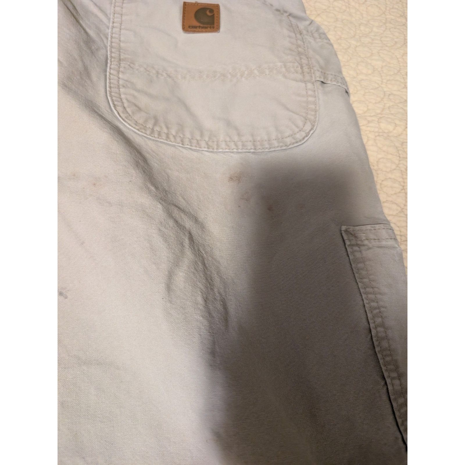 Carhartt Carhartt * Stained * Work Pants B151 Mens 46x30 Beige Canvas Size US 44 / EU 60 - 7 Thumbnail