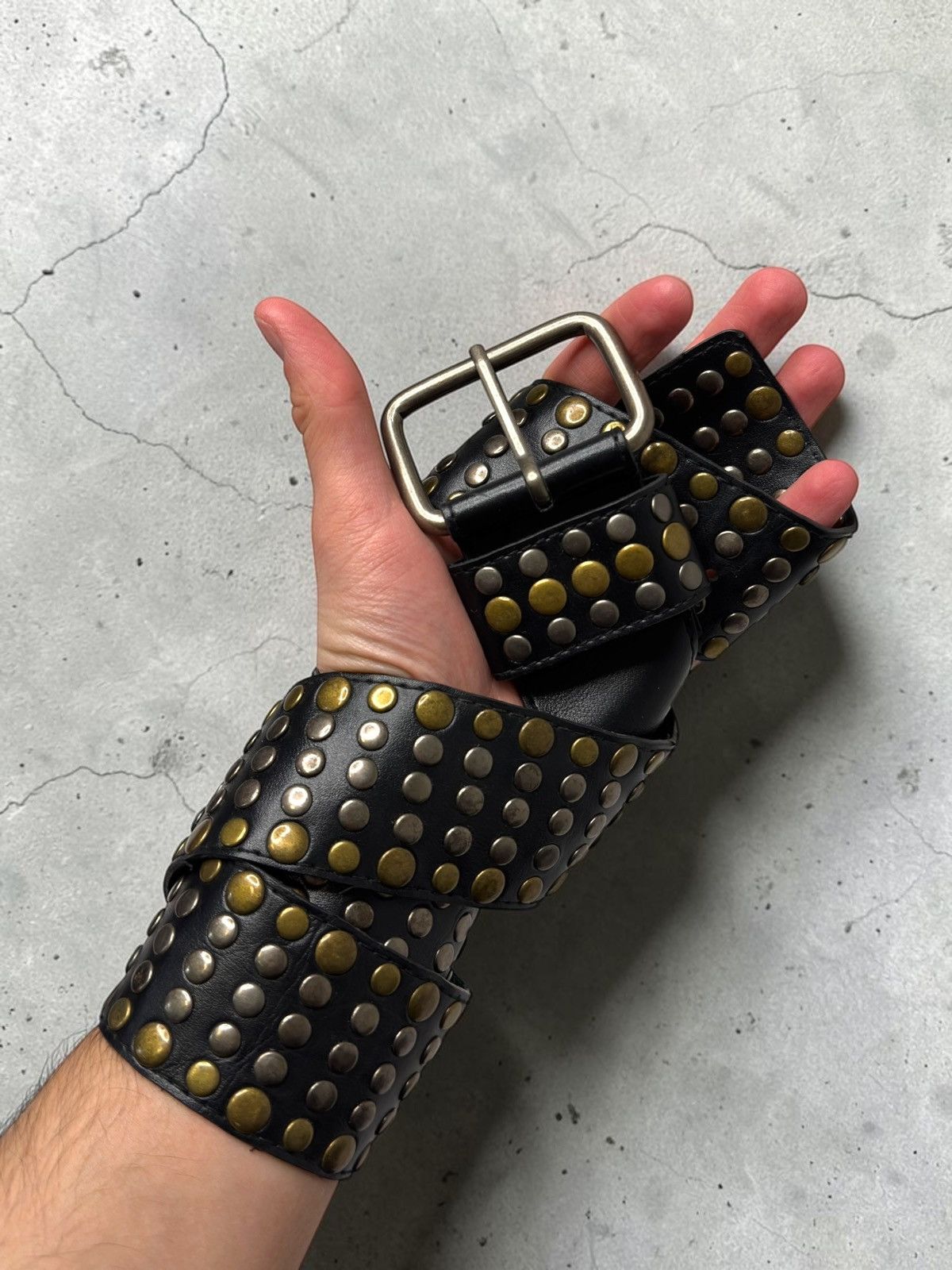 Vintage Vintage avant garde black leather studded belt swag if6was9 Size ONE SIZE - 1 Thumbnail