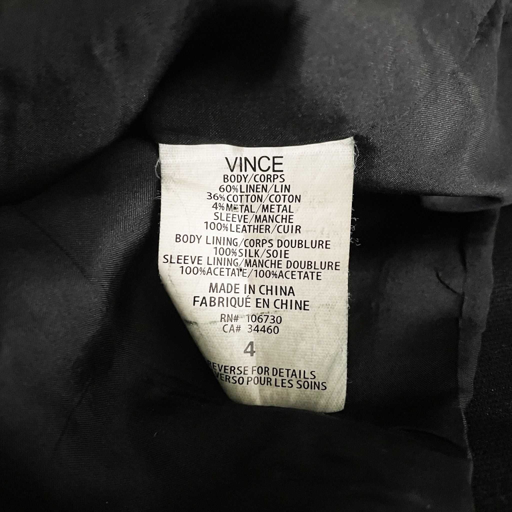 Vince Vince Women's Woven Linen Genuine Leather Size S / US 4 / IT 40 - 2 Thumbnail