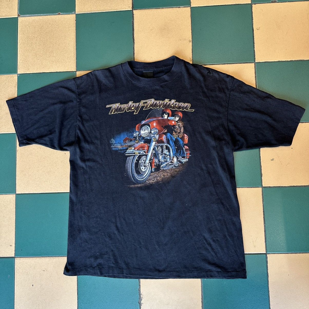 Harley Davidson × Vintage Vintage 1983 3D EMBLEM Harley Davidson Whittier Road King Size US XL / EU 56 / 4 - 1 Thumbnail