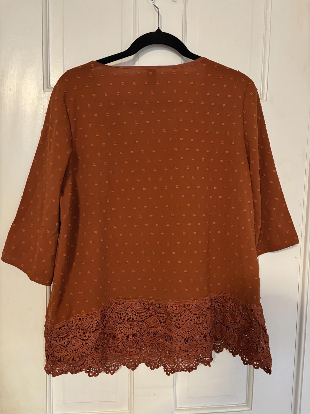 Other NWT Emery Rose Women's Rust Orange Top with Lace Hem Size M / US 6-8 / IT 42-44 - 5 Thumbnail