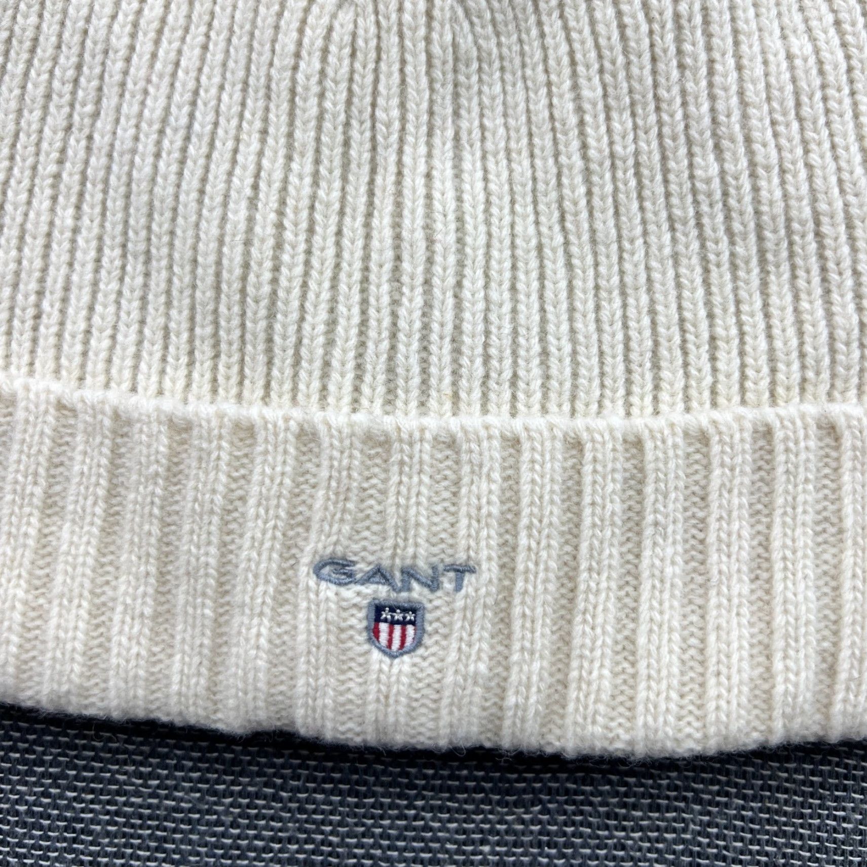 Gant GANT Lambswool Beanie Hat One Size White Lined Ribbon Cuffed Thermal Knitted Size ONE SIZE - 2 Thumbnail