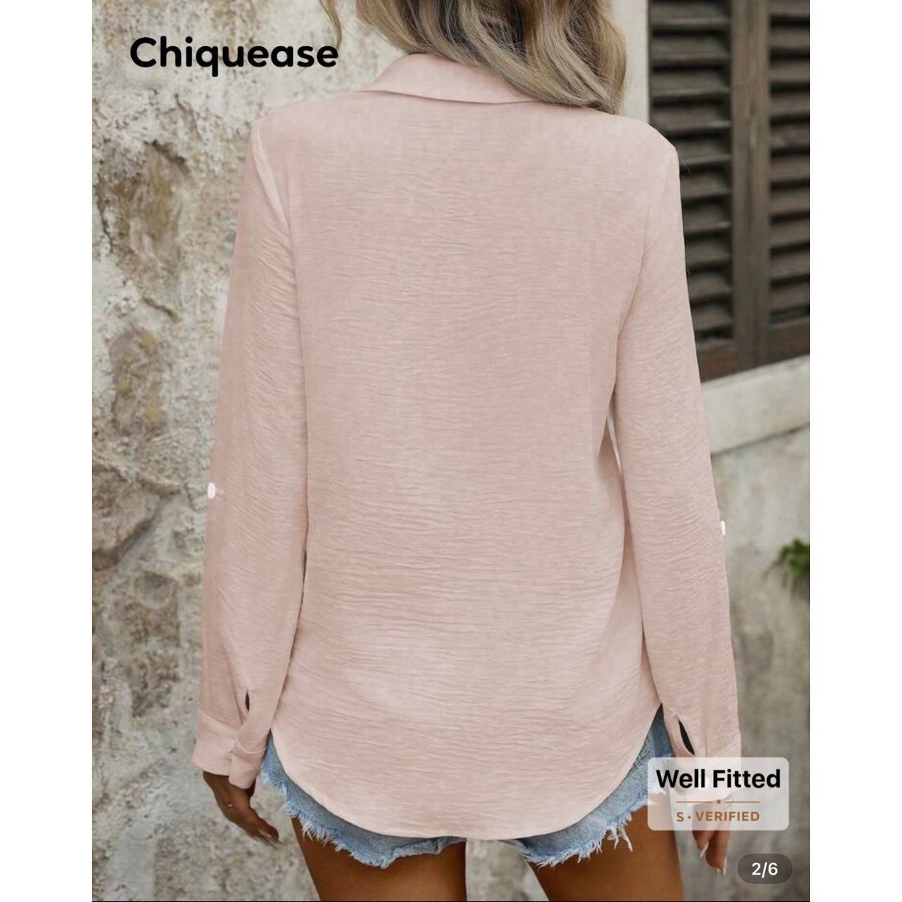 Shein Chiquease Casual Solid Color Pocket Button-Up Collared Long Size M / US 6-8 / IT 42-44 - 4 Thumbnail