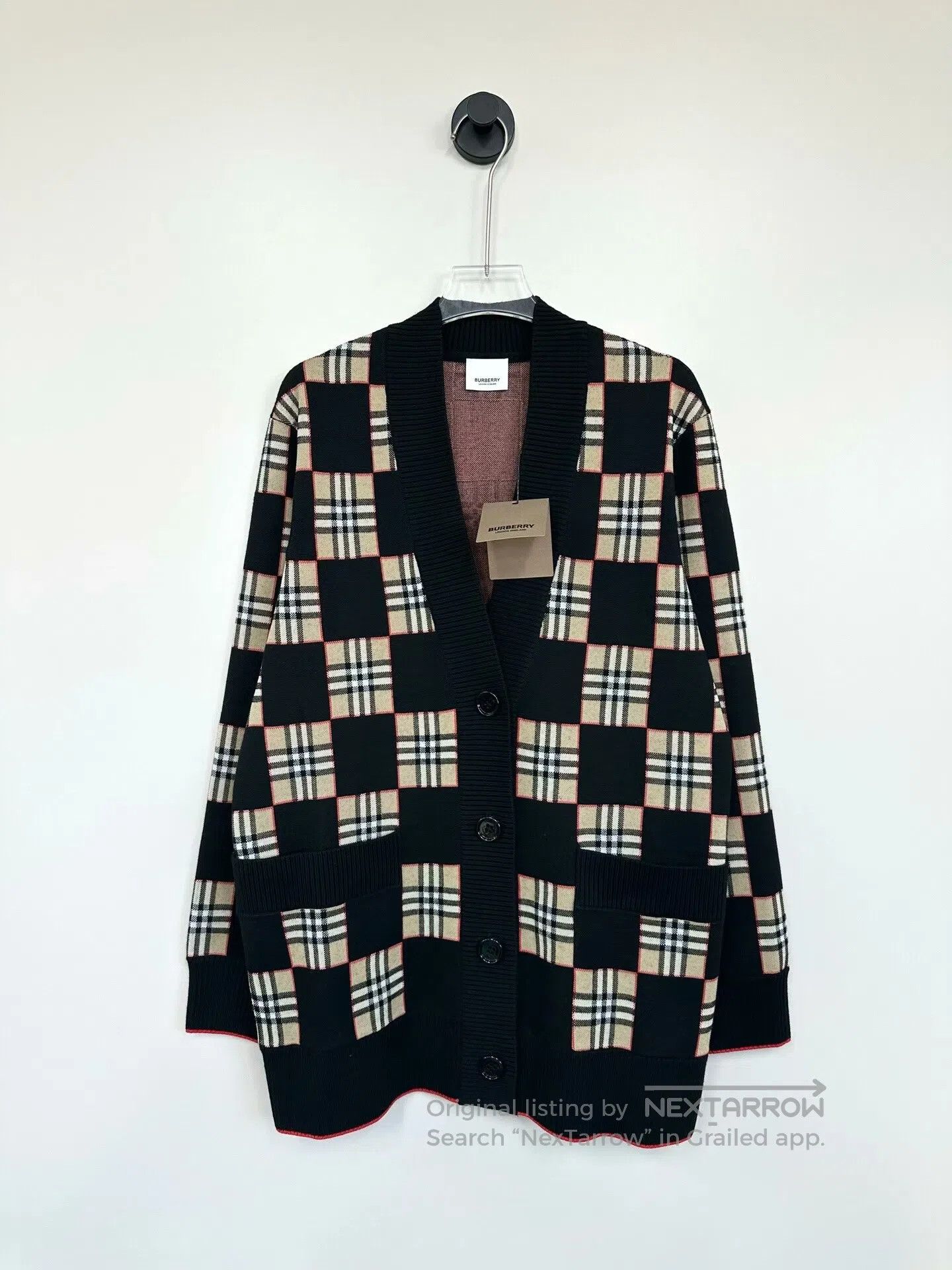 Burberry Burberry Black Check Knit Wool Cardigan| Size US XS / EU 42 / 0 - 1 Thumbnail