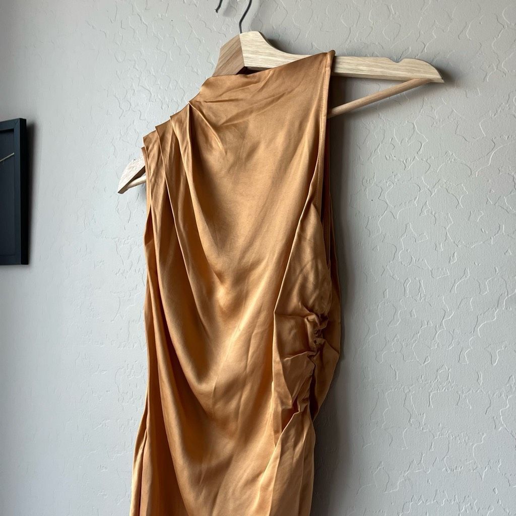 A.L.C. NEW A.LC. Blouse Silky Asymmetrical Ruched Sleeveless Top Fa Size XS / US 0-2 / IT 36-38 - 3 Thumbnail