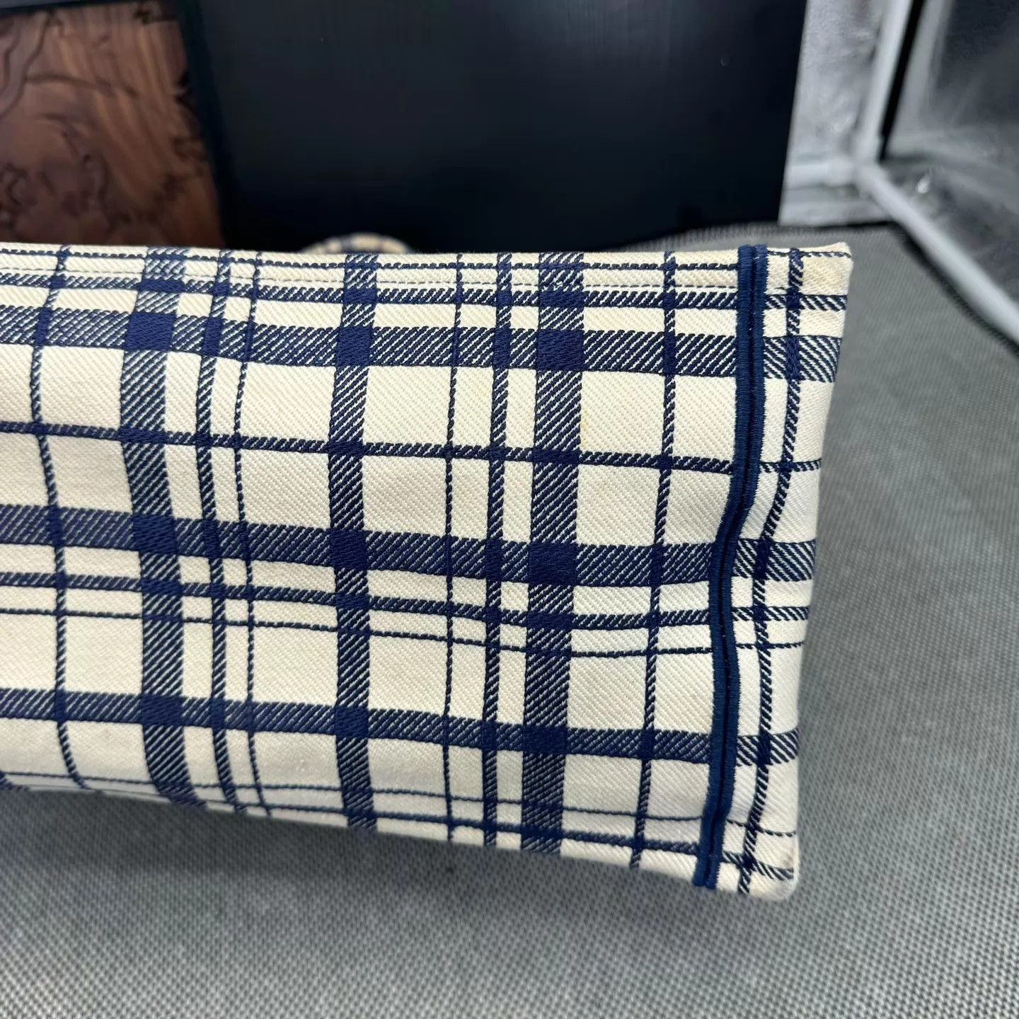Dior Dior Book Tote Blue White Gingham Large Stained Size ONE SIZE - 7 Thumbnail