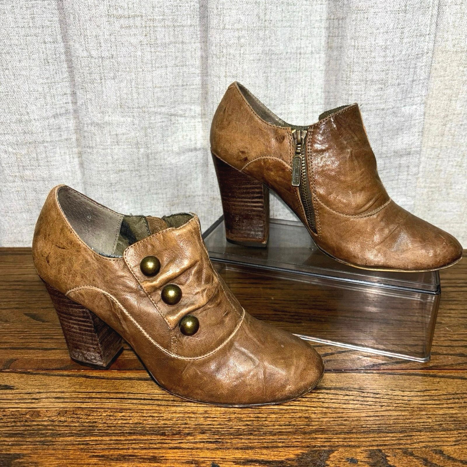 Seychelles Seychelles Cognac Brown Leather Ankle Booties Size 9 Size US 9 / IT 39 - 1 Thumbnail