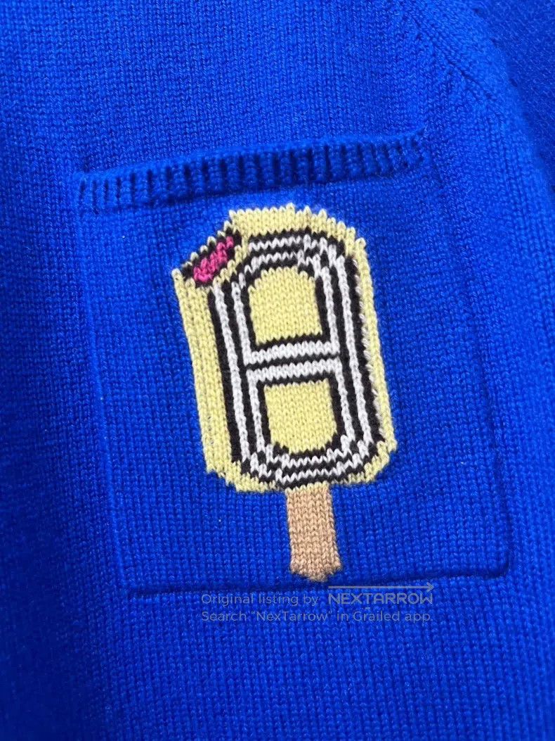 Hermes Hermes Blue Printed Cashmere Knit Short Sleeve Size XS / US 0-2 / IT 36-38 - 4 Thumbnail