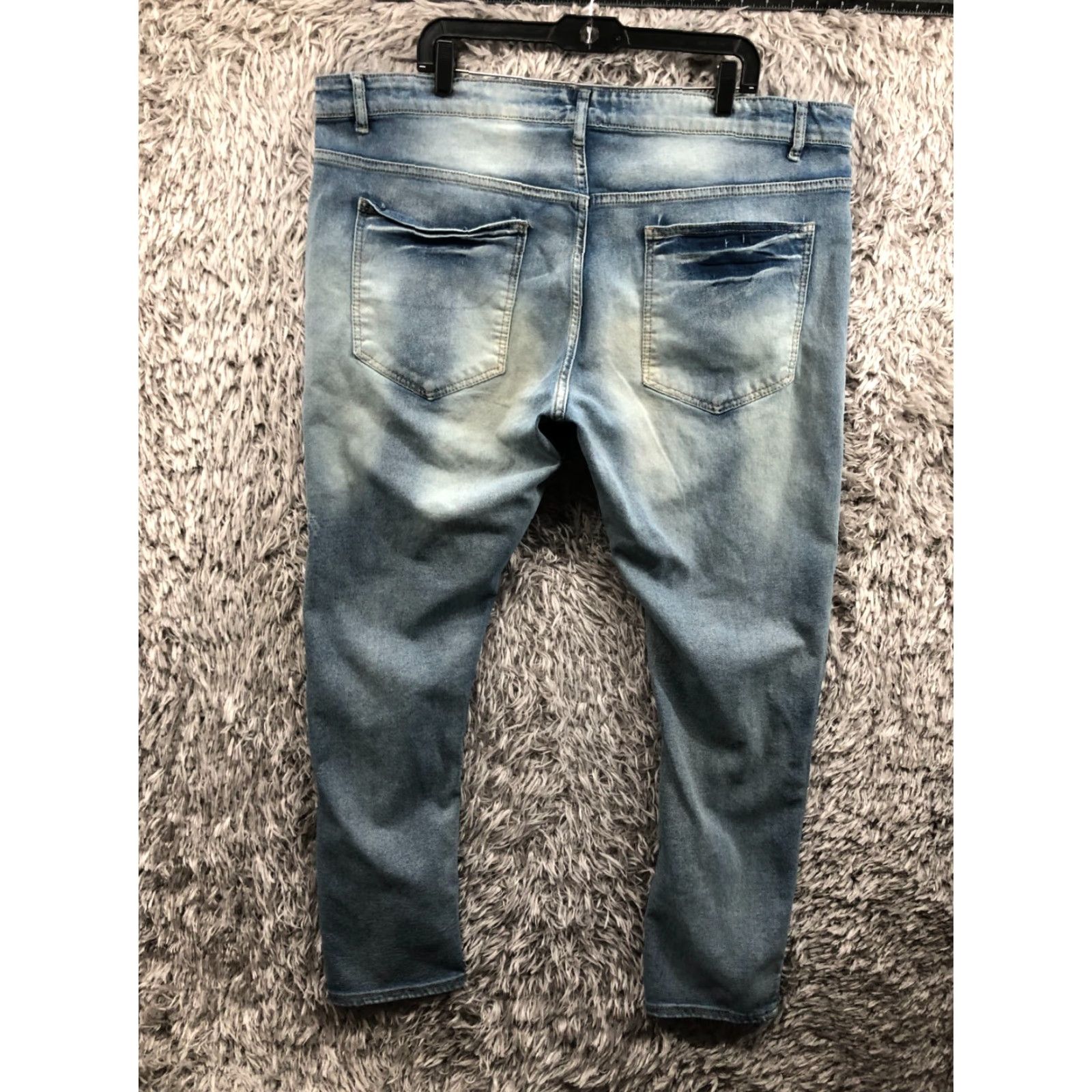 Vintage Road Narrows Jeans Skinny Regular Mens Blue 44 Inseam 32 Mid Rise 10-12 Distress Pattern Solid Denim Pocket 5-Pocket Cotton Blend Belt Loops Size US 44 / EU 60 - 7 Thumbnail