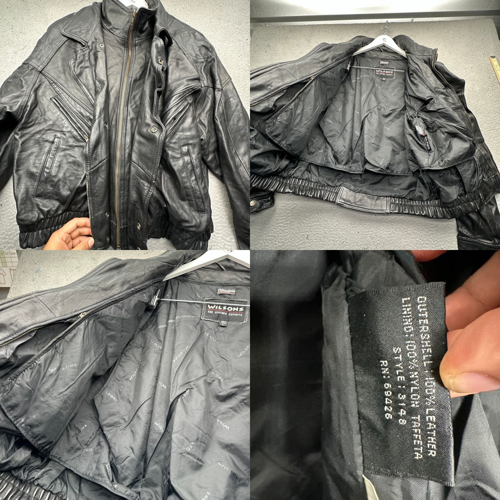 Vintage VINTAGE Wilsons Leather Bomber Moto Jacket Mens Large Black Zip Rider Leather Moto Jacket L Mens Size US L / EU 52-54 / 3 - 9 Thumbnail