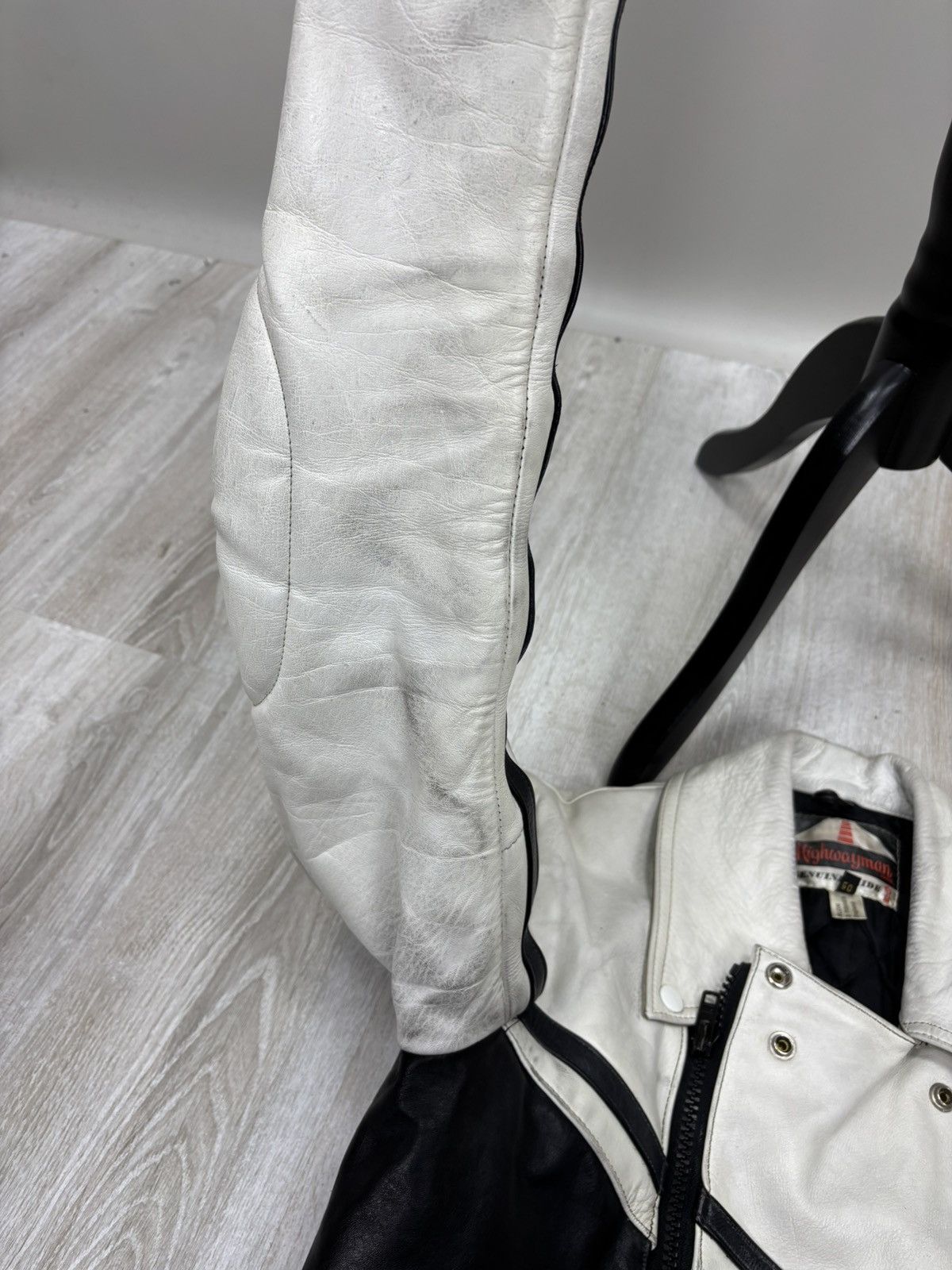 Other Mens leather biker jacket Higway Size 50 Color White/Black Size US M / EU 48-50 / 2 - 13 Thumbnail