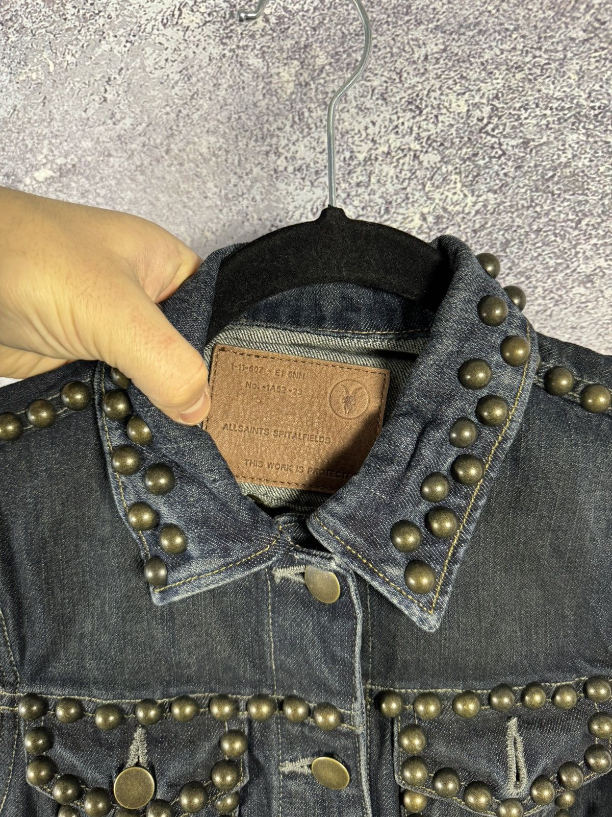 Allsaints × Vintage AllSaints Spitalfields Biker Studded Denim Vests Gilet S sz Size S / US 4 / IT 40 - 5 Thumbnail