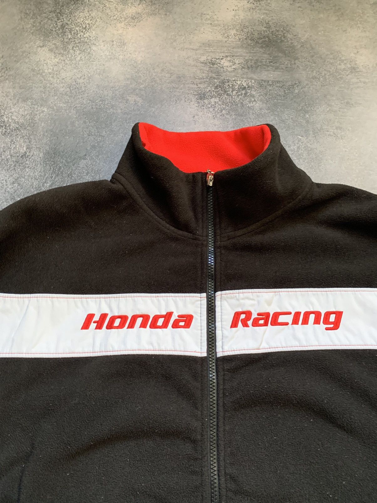 Honda × Vintage Vintage Honda Racing Distressed Fleece Jacket World Racing Size US XL / EU 56 / 4 - 11 Thumbnail