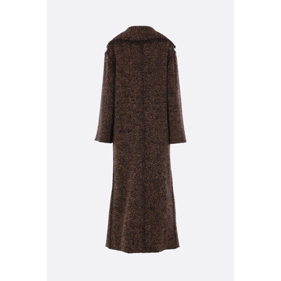 Alberta Ferretti ALBERTA FERRETTI Herringbone Brown Double-Breasted Coat New Size M / US 6-8 / IT 42-44 - 2 Thumbnail