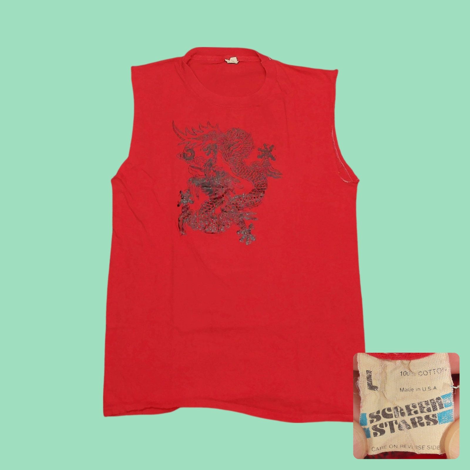 Vintage Screen Stars VTG 1979 Ed Hayes Dragon Single Stitch Cutoff Size US S / EU 44-46 / 1 - 1 Thumbnail
