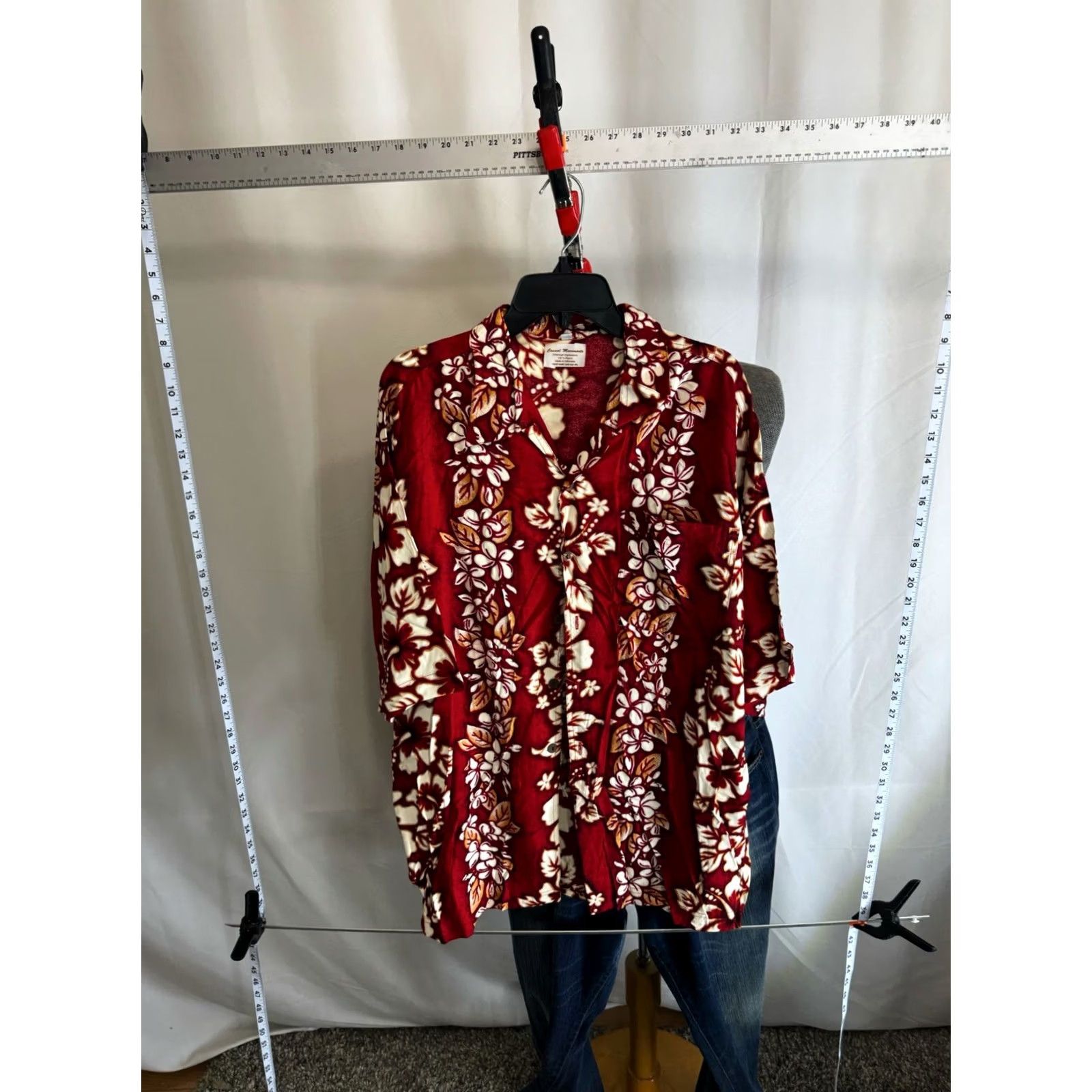 Vintage Ethanican Red Floral Shirt SHORT SLEEVE Button-Up XL Mens XS? Size US XL / EU 56 / 4 - 2 Thumbnail