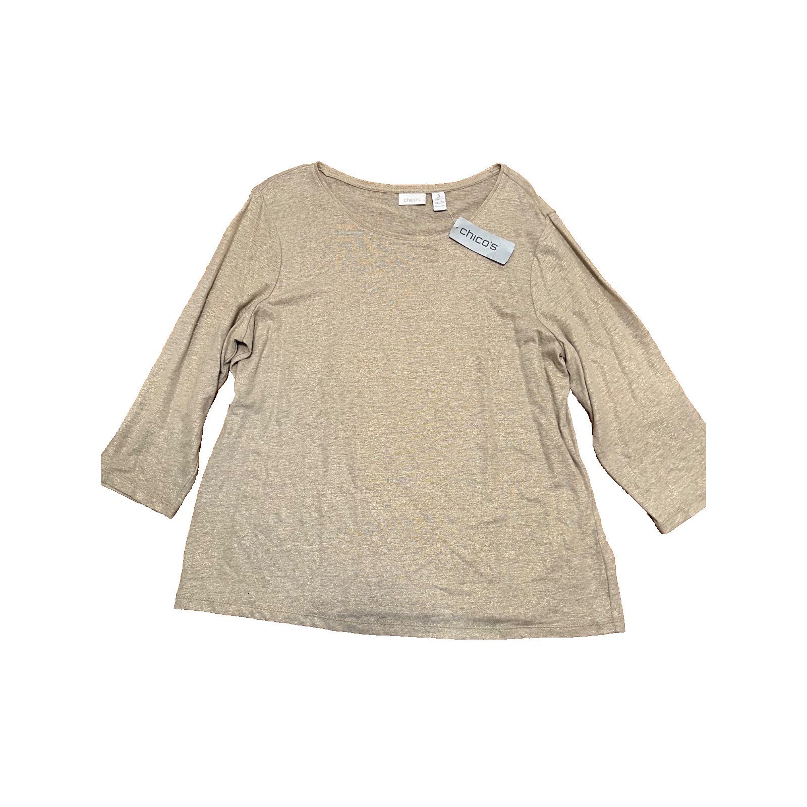 & Other Stories Chico's Knit Top Beige w/ Gold Metallic 3/4 Size 3 A003130 Size L / US 10 / IT 46 - 2 Thumbnail