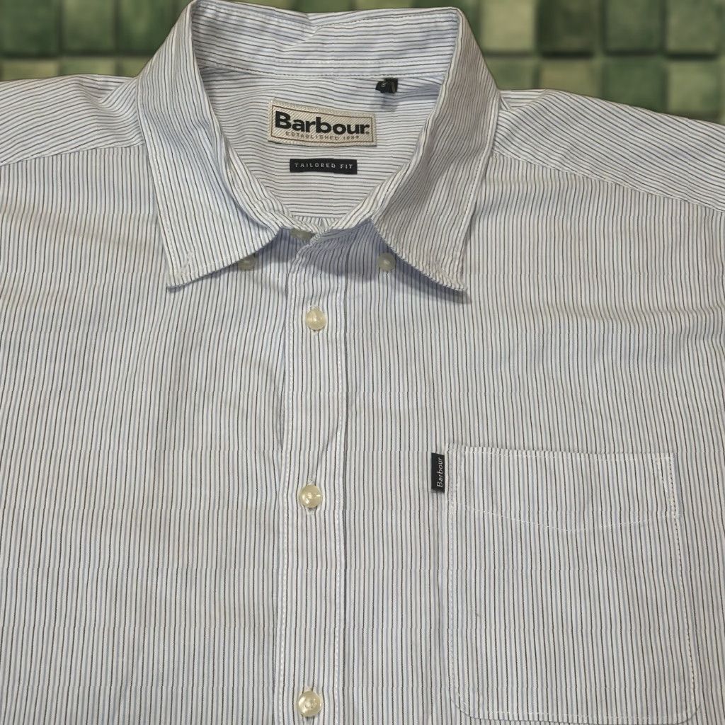 Barbour Barbour Button Up Shirt Mens Medium Blue Striped Tailored Fit Shirt (Barbour) Size US M / EU 48-50 / 2 - 1 Thumbnail