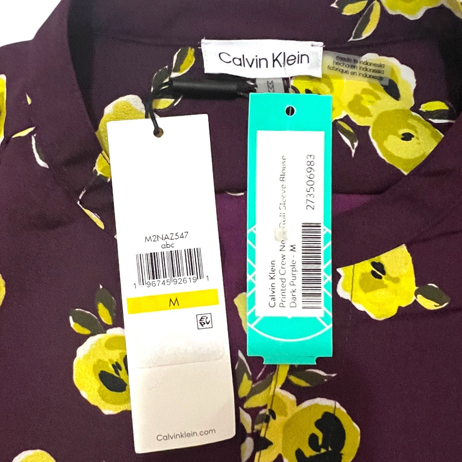 Calvin Klein Printed Roll Tab Sleeve Blouse - Stitch Fix Button Up Top Size M / US 6-8 / IT 42-44 - 8 Thumbnail