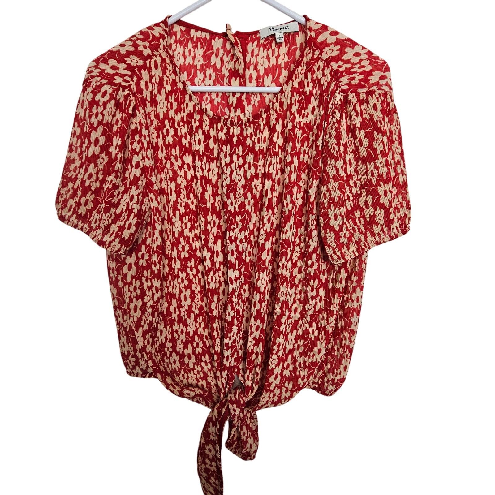 Madewell Madewell Womens Floral Top S Tie Front Cottagecore Country Size S / US 4 / IT 40 - 1 Thumbnail