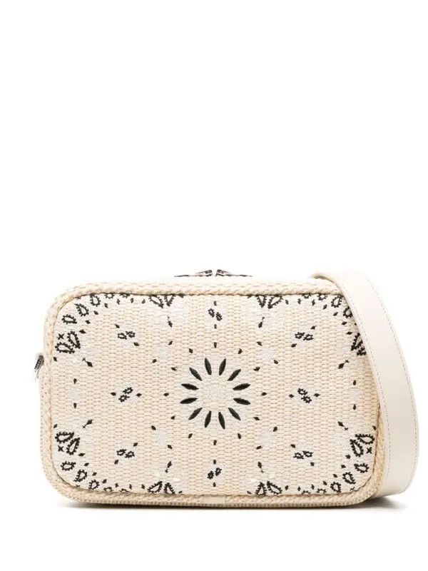 Amiri o1mle0326 Size: OS / Raffia Bandana Camera Case in White Size ONE SIZE - 1 Thumbnail