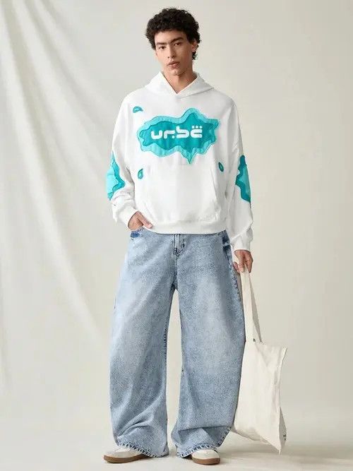Jean Light Blue Baggy Wide Leg Denim Jeans 90s Size US 36 / EU 52 - 2 Thumbnail