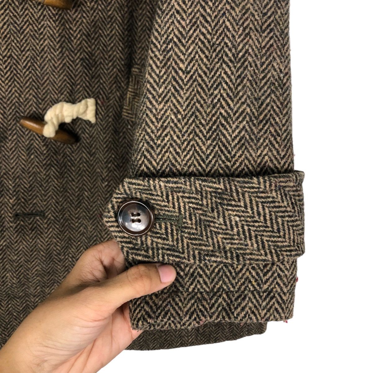 Harris Tweed 📌VINTAGE LONG JACKET WOOL HARRIS TWEED Size US M / EU 48-50 / 2 - 14 Thumbnail