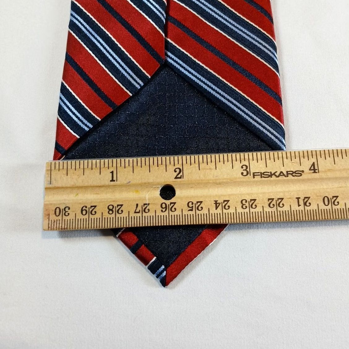 Club Room Club Room Tie Red Silk Necktie Striped Navy Light Blue 58" x 3.5" Mens Silk Tie Size ONE SIZE - 6 Thumbnail
