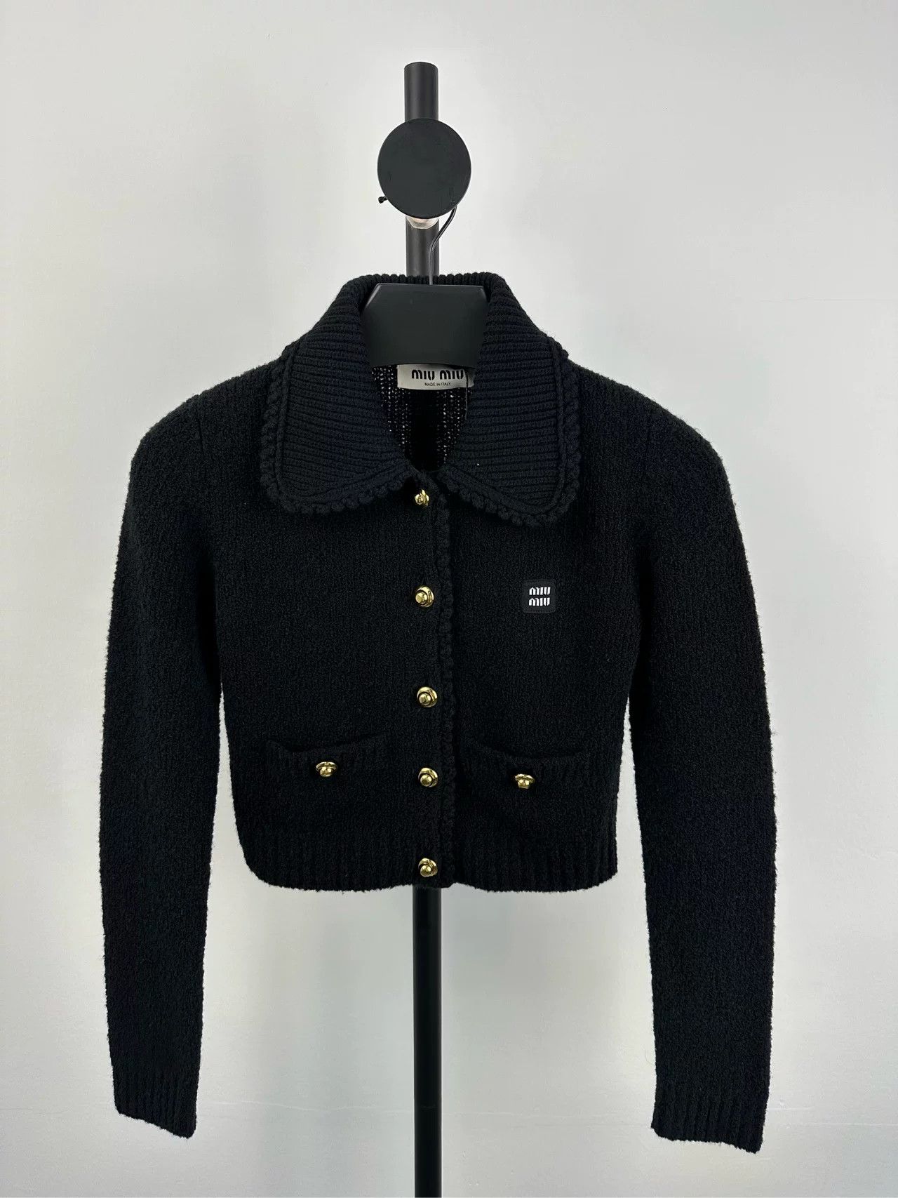 Miu Miu black knit cardigan with collar Size US S / EU 44-46 / 1 - 1 Thumbnail
