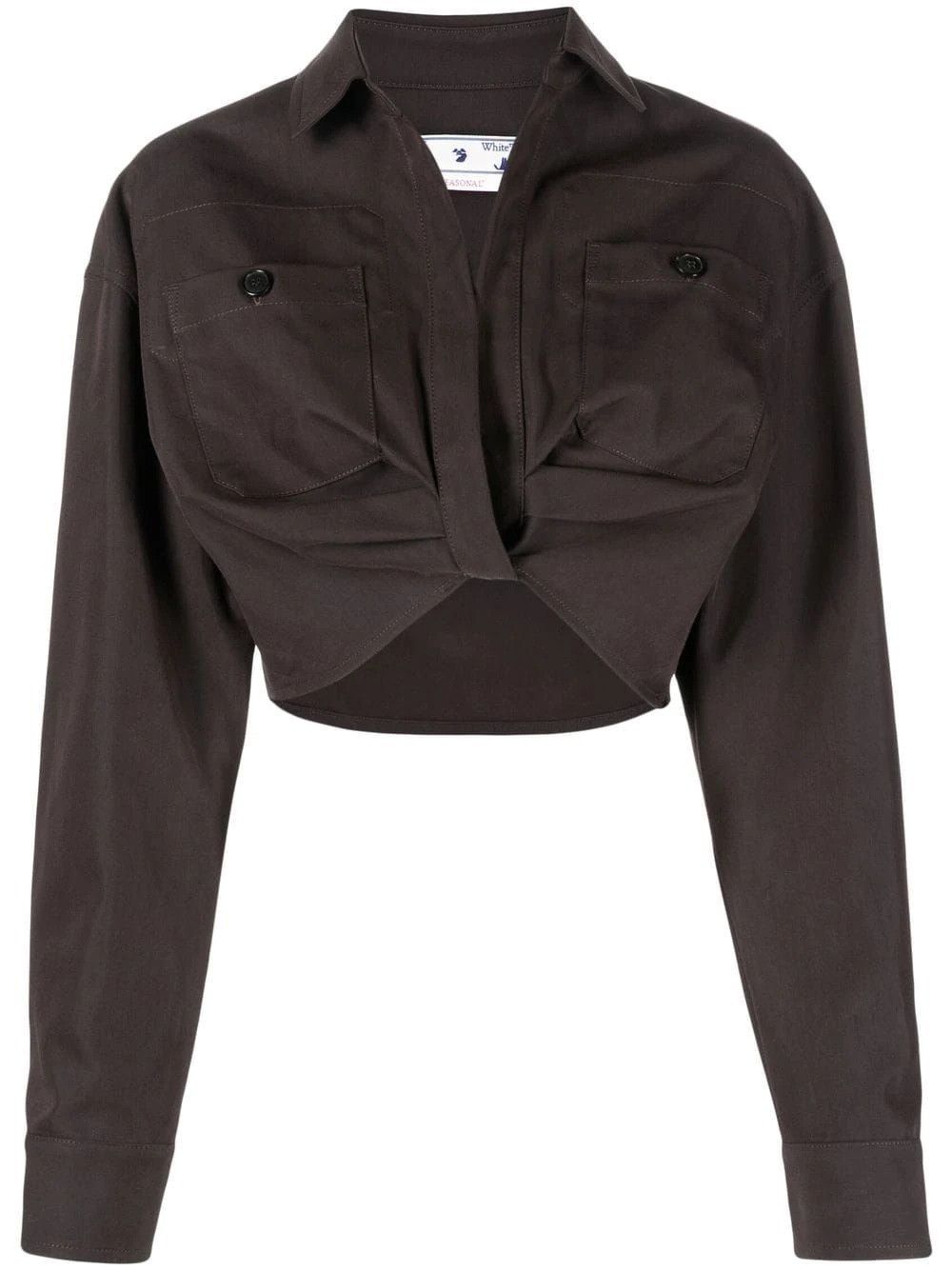 Off-White o1gr1nt1124 Co Twist Crop Cargo Shirt in Dark Grey Size XS / US 0-2 / IT 36-38 - 1 Thumbnail
