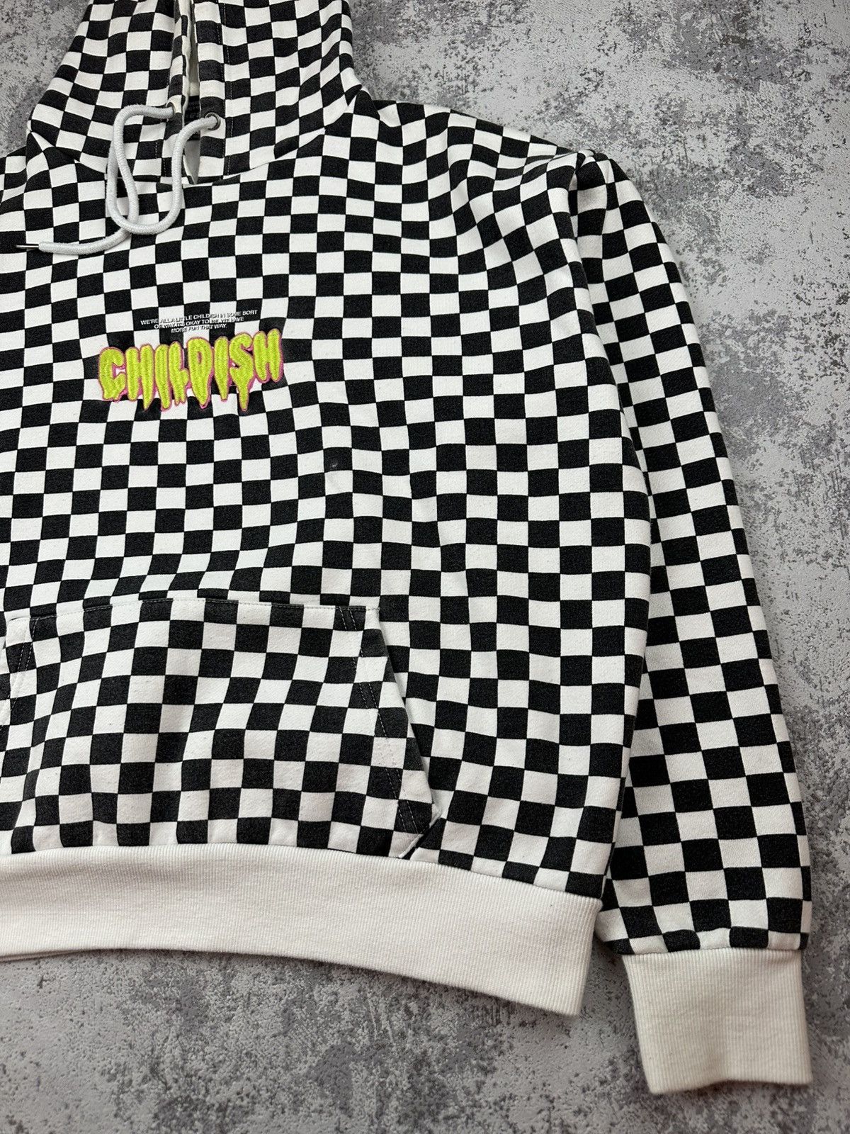 CHILDS CHILDISH Sweatshirt Hoodie Checkered Spellout Rare Size US M / EU 48-50 / 2 - 6 Thumbnail