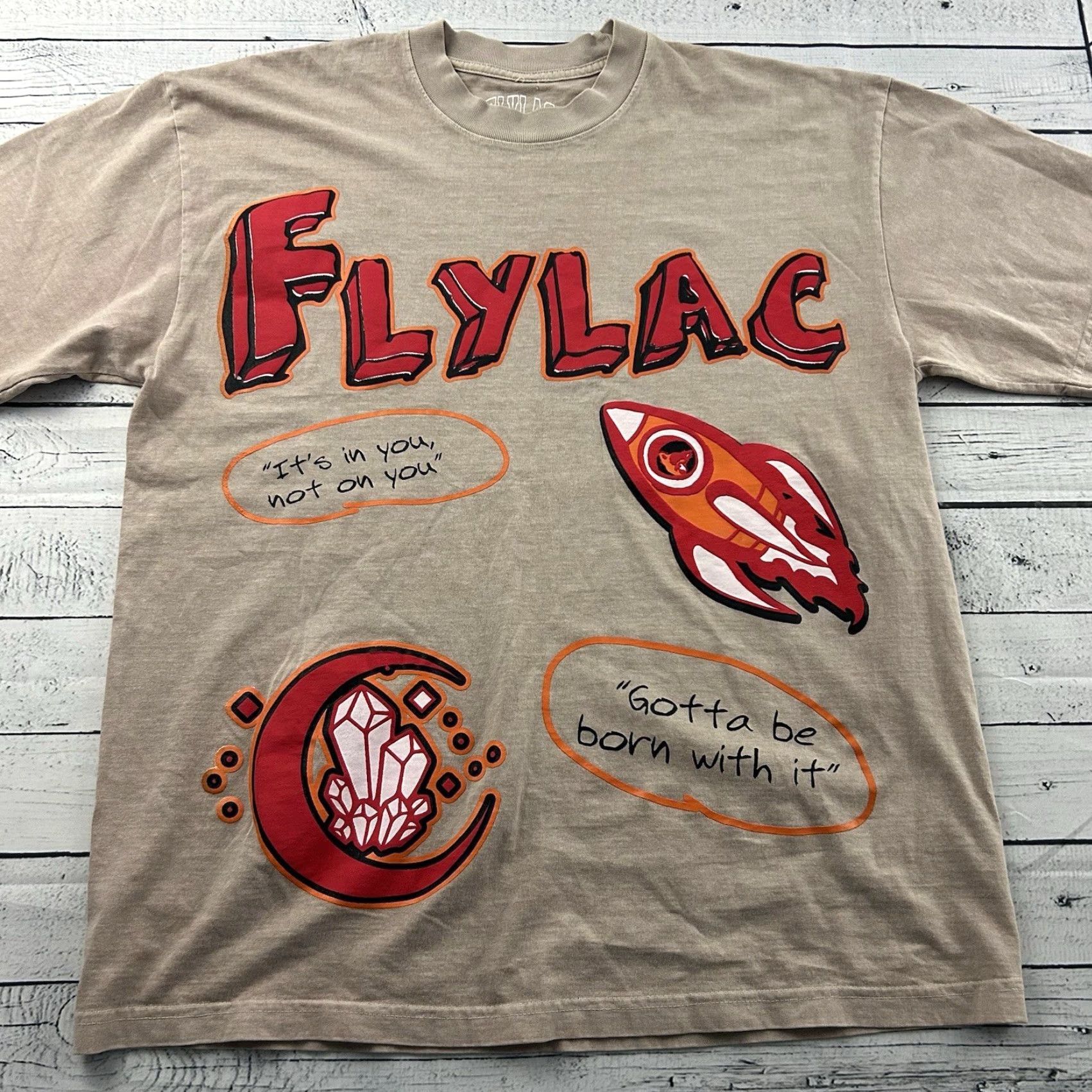 Vintage Flylac Short Sleeve T Shirt Mens L Tan Brown Rocket Shirt Mens L Brown Rocket 90s? Size US L / EU 52-54 / 3 - 2 Thumbnail