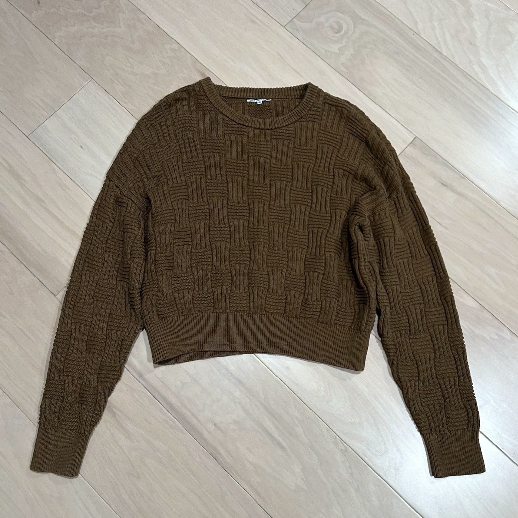 Reformation VINTAGE Reformation Winnie Basketweave Organic Cotton Brown Sweater Women’s Large Size L / US 10 / IT 46 - 2 Thumbnail