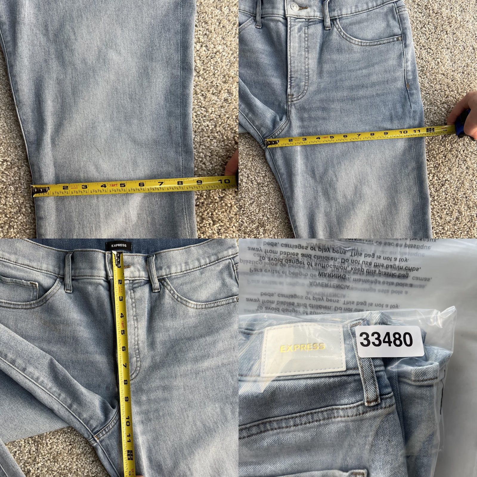 Express Express '90s Bootcut Jeans Womens 10R Light Wash Blue High Rise Stretch Denim Size 32" / US 10 / IT 46 - 9 Thumbnail