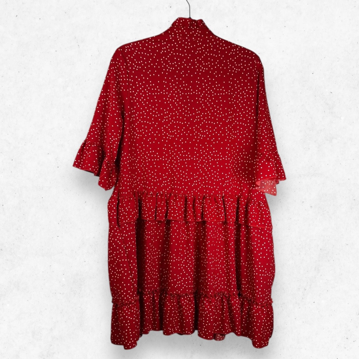 Other Naggoo Women's L Red Polka Dots Dress Pockets Ruffled Layers Size L / US 10 / IT 46 - 2 Thumbnail