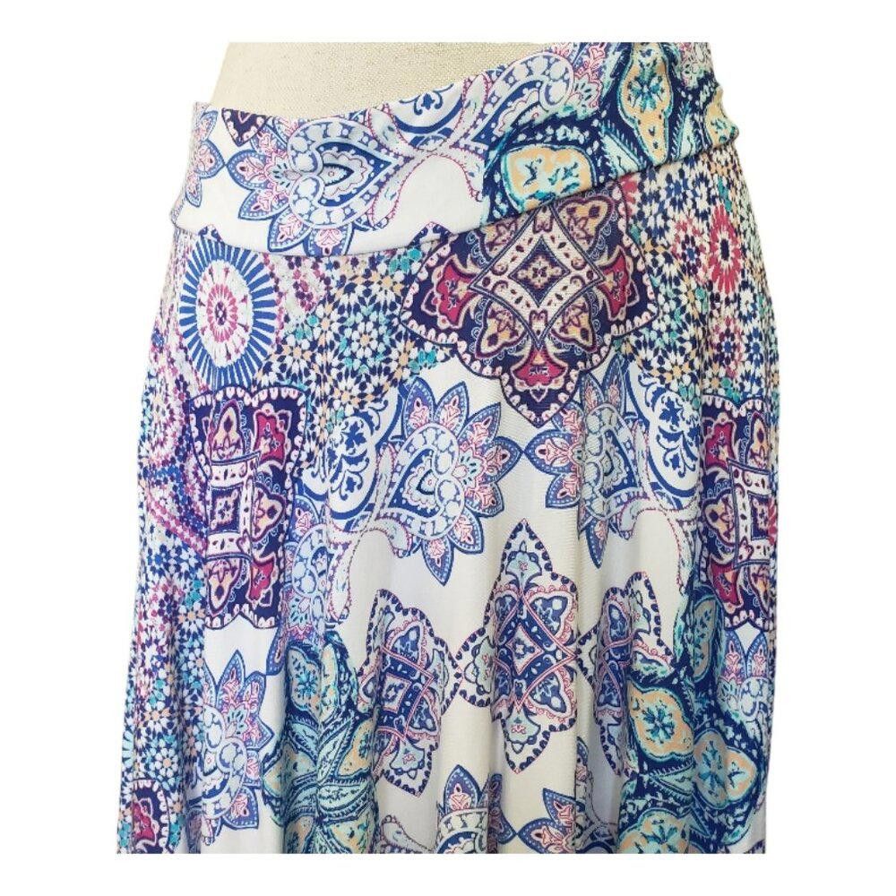 Chicos CT175 Chico's Asymmetrical Kaleidoscope Midi Skirt Petite 4P Size 27" / US 4 / IT 40 - 2 Thumbnail