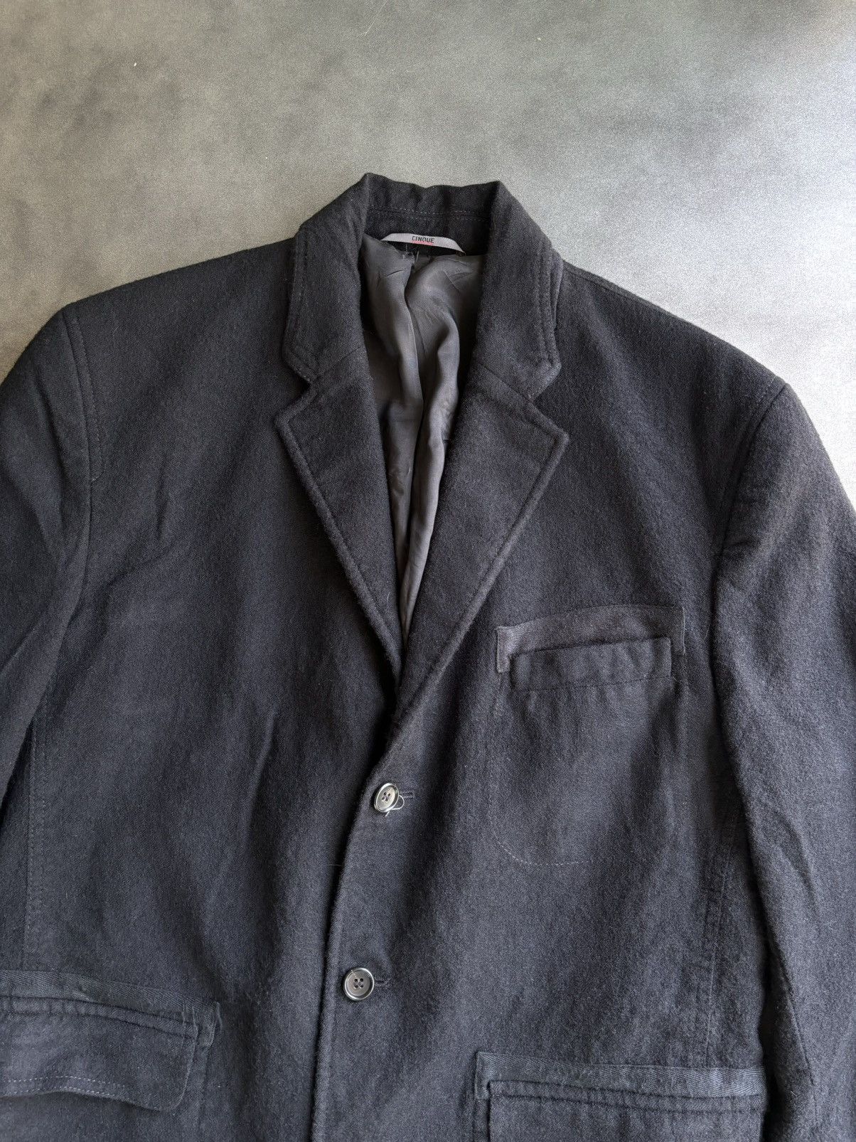 Designer × Other Clinique Black Wool Sports Coat 3 Button Blazer Corduroy 52 Size 44S - 8 Thumbnail