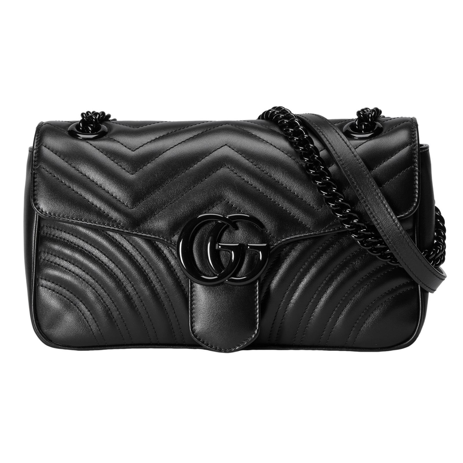 Gucci Marmont Medium GG $2850 Black Leather Shoulder Bag New