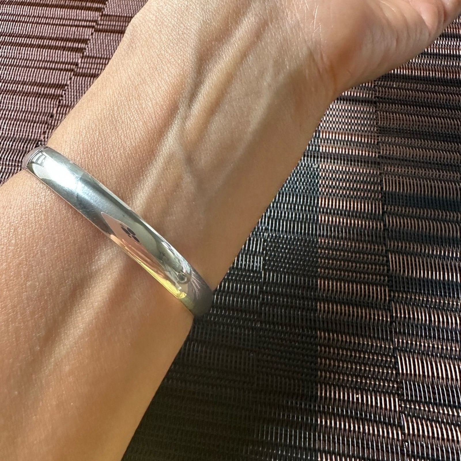Other Sterling Silver Bracelet Simple Glossy Open Solid Bangle Size ONE SIZE - 2 Thumbnail