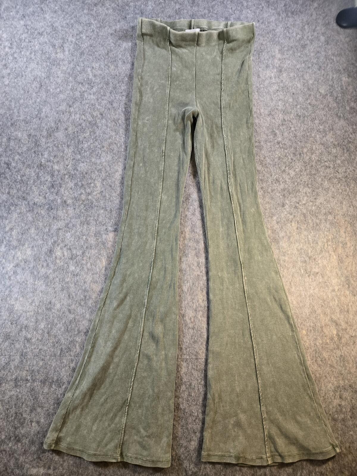 Other Boho Green Mineral Wash Front Seem Flare Leggins High Waist Size 28" / US 6 / IT 42 - 1 Thumbnail