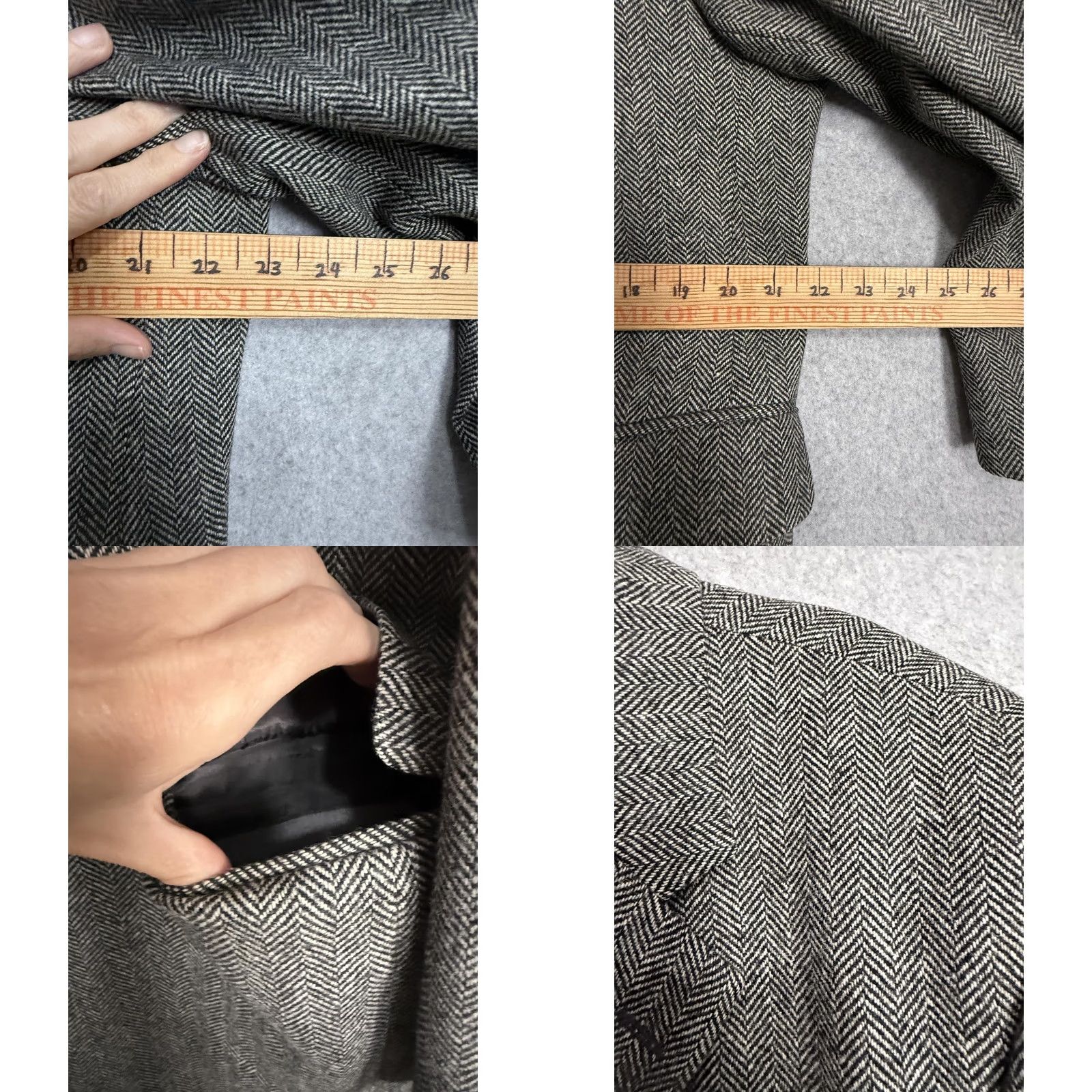 Stafford Stafford Blazer Sport Coat Mens 44S Gray Wool Herringbone Tweed Classic Jacket Size 44R - 9 Thumbnail