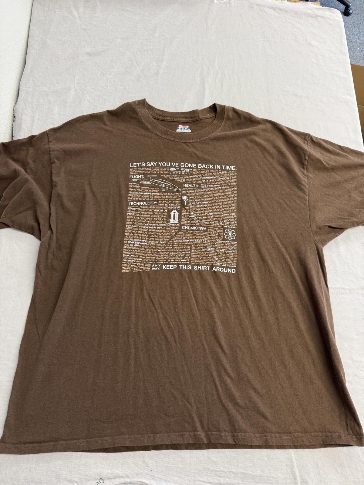 Hanes VTG Time Travel T-shirt Science Cheet Sheet Geek Tee 3XL Size US XXL / EU 58 / 5 - 1 Thumbnail