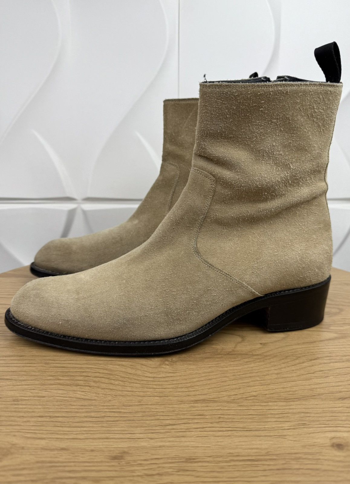 Brioni BRIONI Boots Suede Leather Shoes High Heels Side Zip Beige Size US 9 / EU 42 - 2 Thumbnail