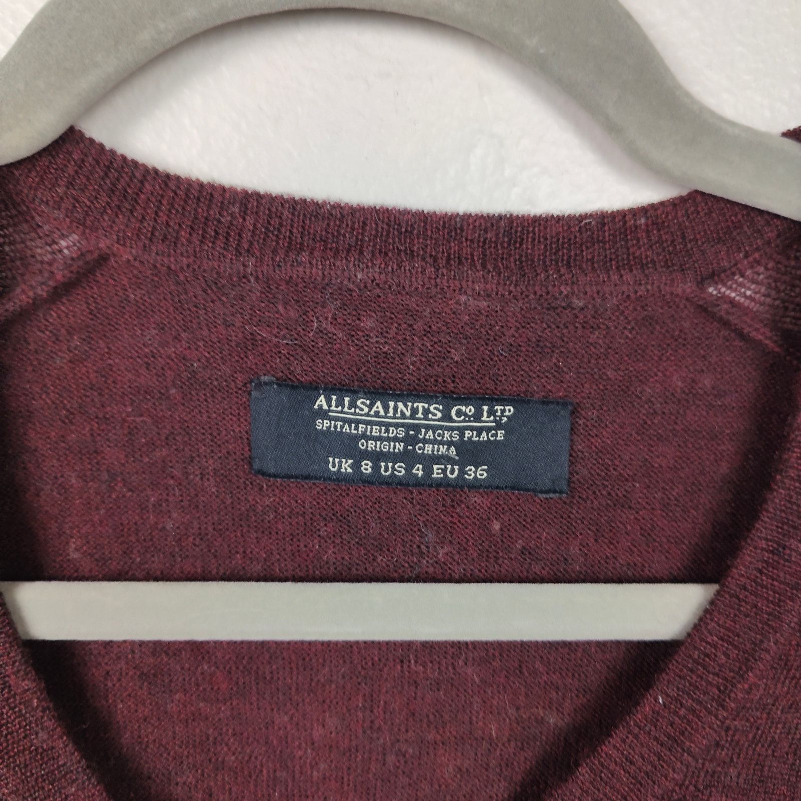 Allsaints AllSaints Wasson Jumper Womens 4 Burgundy Draped Back Size S / US 4 / IT 40 - 7 Thumbnail
