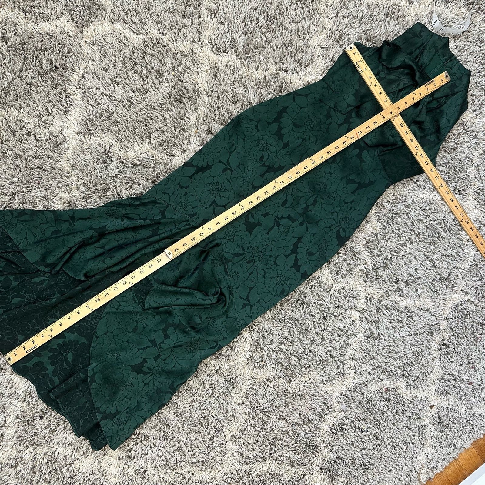 Other Shoshanna Mayburn Floral Satin Green Jacquard Gown Dress 0 Size XS / US 0-2 / IT 36-38 - 12 Thumbnail