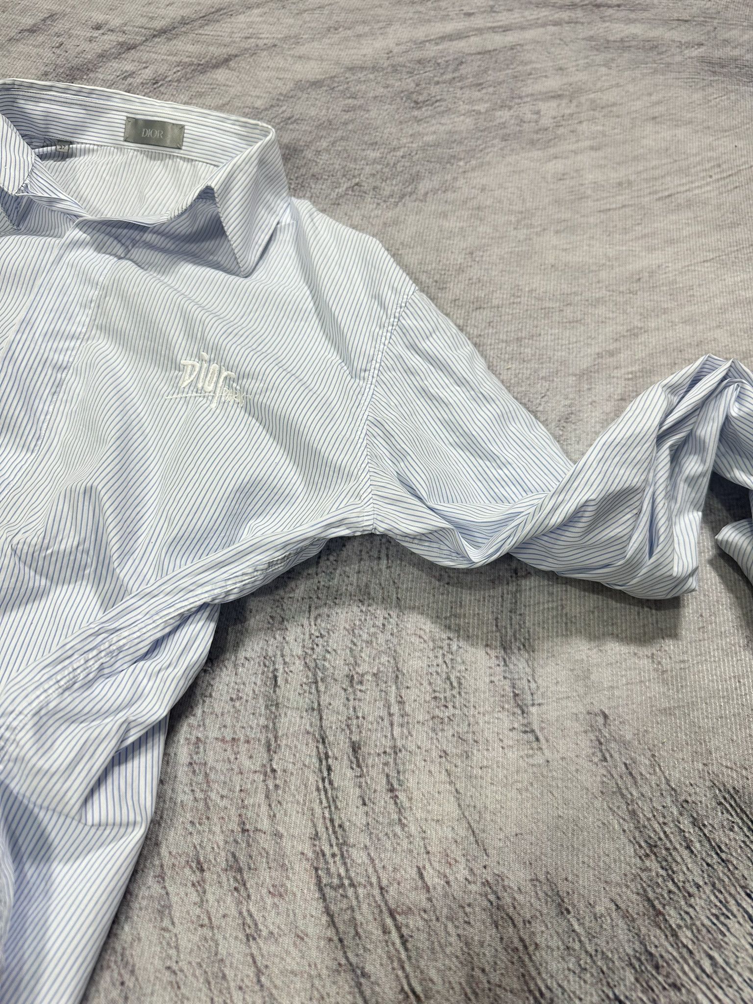 Dior Dior Shirt Striped Small Logo Paris Classic Light Blue Size US S / EU 44-46 / 1 - 4 Thumbnail