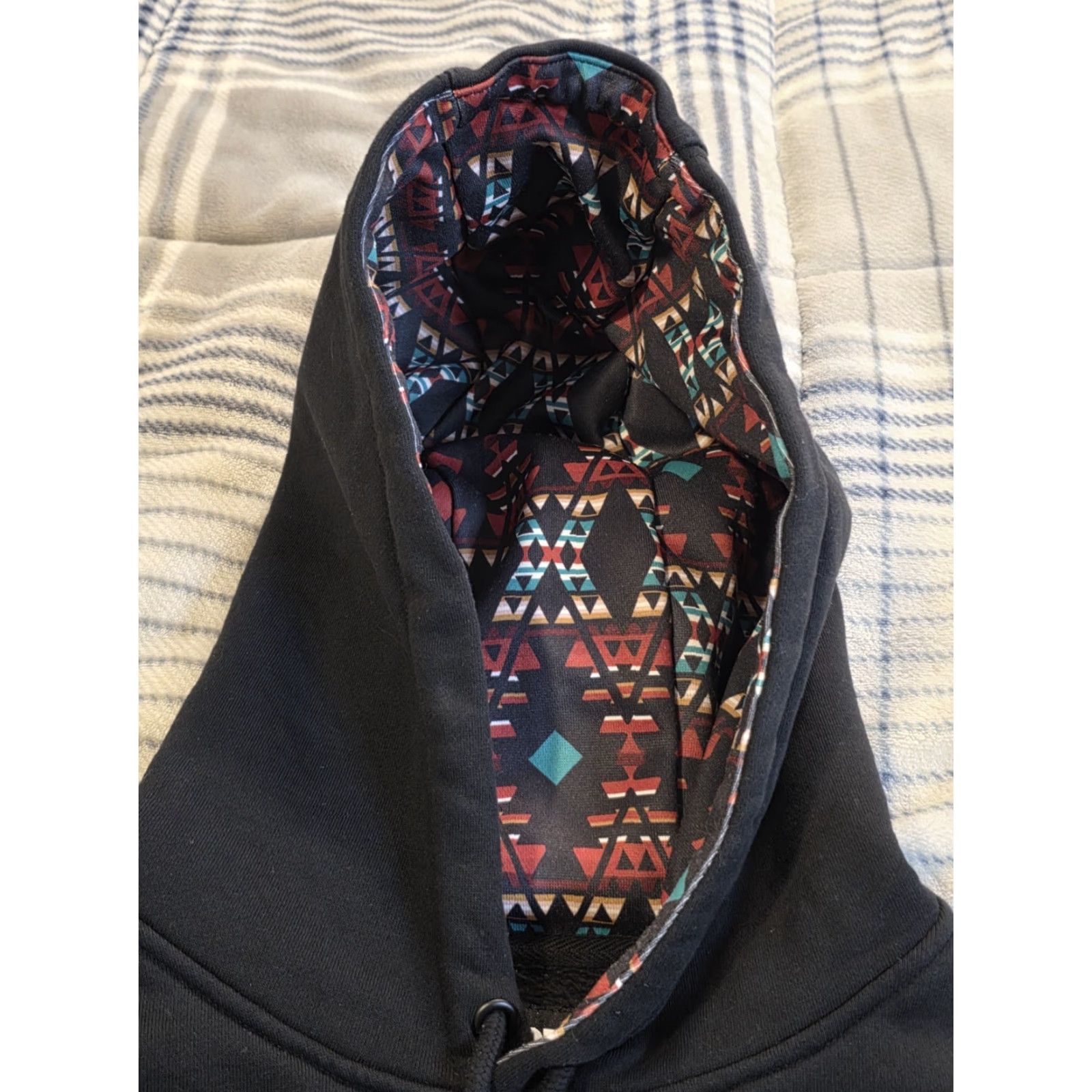 Vintage VINTAGE Hooey Men's Pullover Hoodie Black Aztec Sleeves Hood Lining Western Large Size US L / EU 52-54 / 3 - 3 Thumbnail