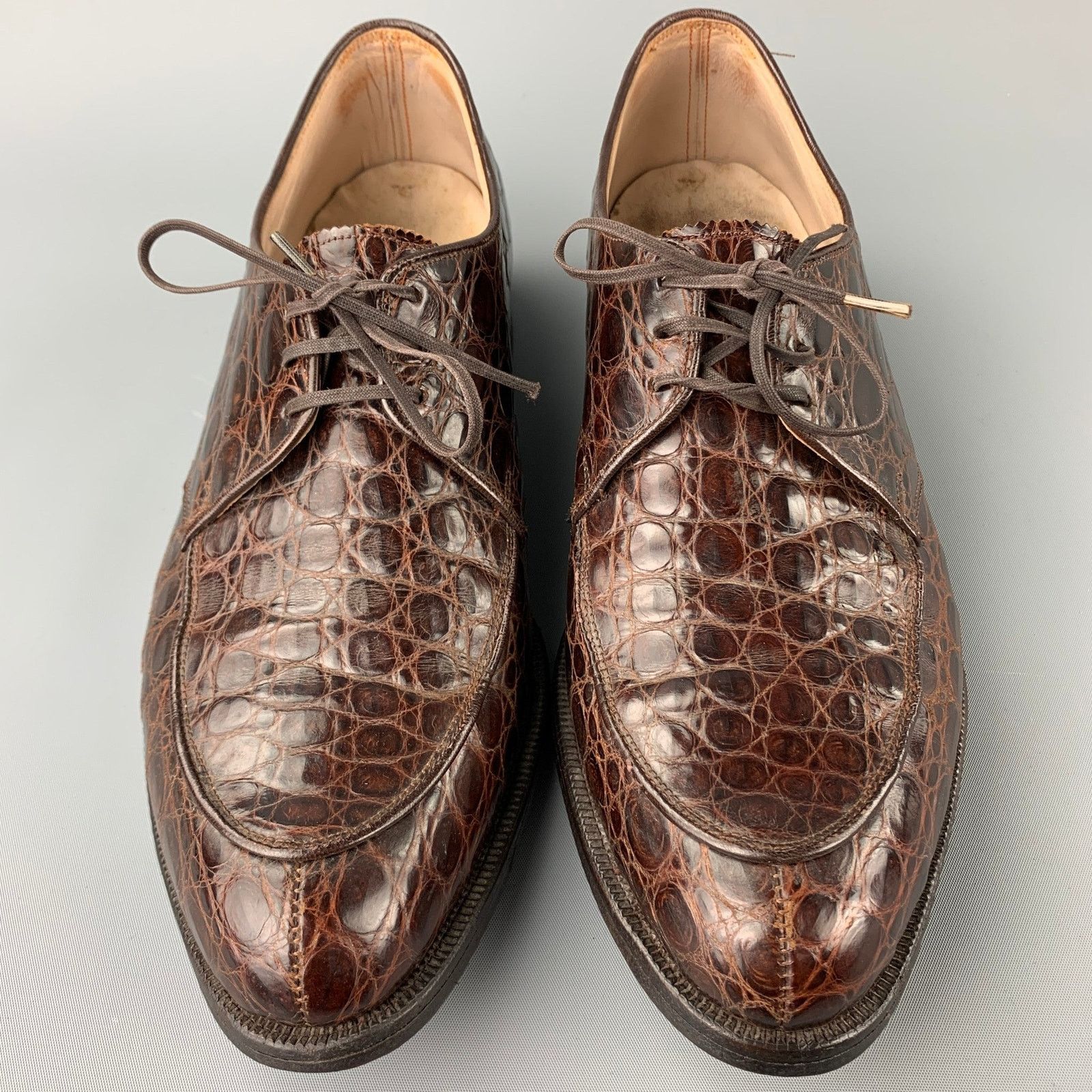 Nettleton NETTLETON 9 Brown Embossed Leather Cap Toe Lace Up Shoes Size US 9 / EU 42 - 4 Thumbnail