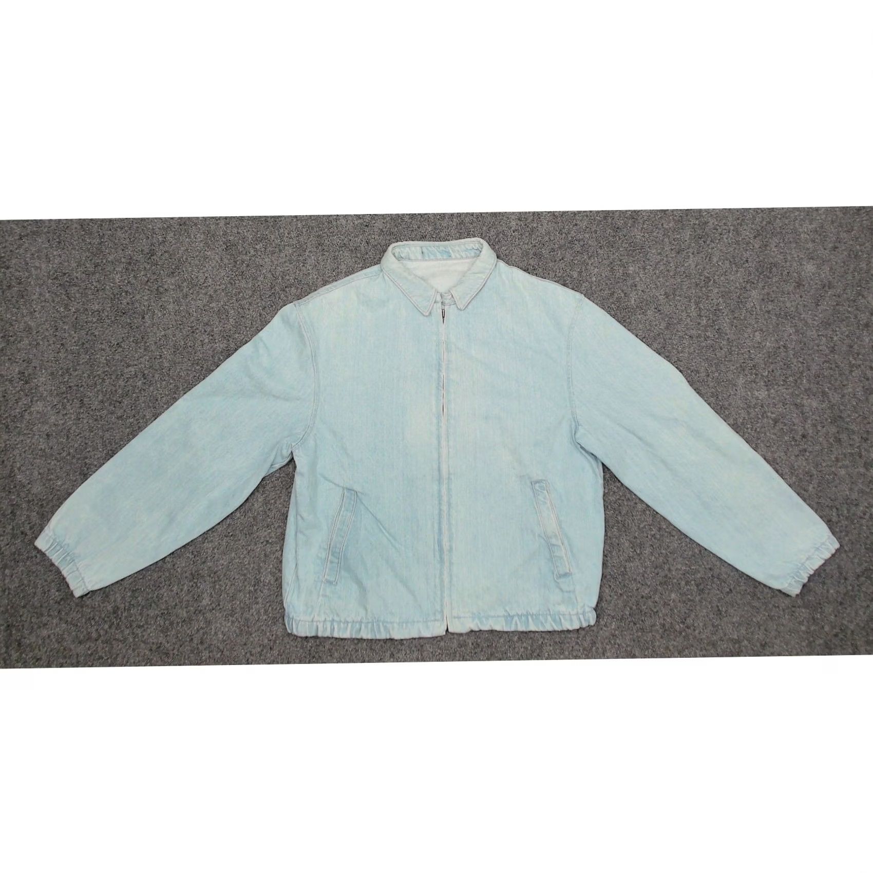 Denime VINTAGE 90s Denim Bomber Jacket Lightwash Zip Cropped L XL Men Mens Short Boxy Ideal Zipper Blank Blue Size US L / EU 52-54 / 3 - 5 Thumbnail